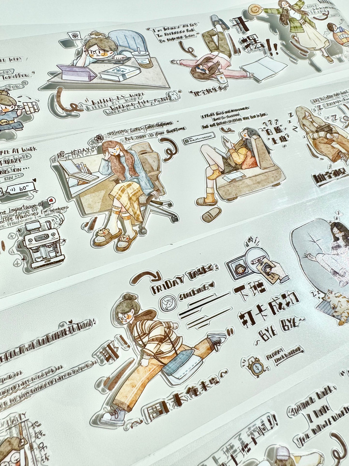 NEW! Xingxing Studio - Willingly at Work | Kiss-cut | 6.5cm PET Tape | Release Paper | 5M