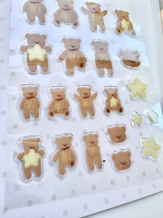 Xiao Xiao Studio - Fluffy Little Bears | Pop-up | 1 Sheet | 3D Sticker