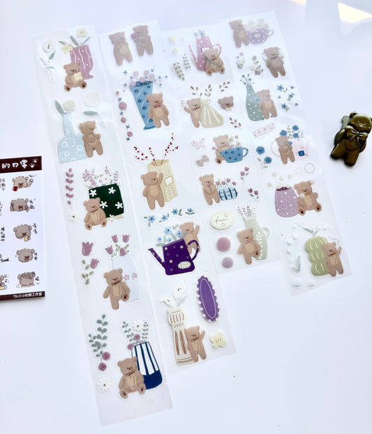Xiao Xiao Studio - Little Bear's Garden | Kiss-cut | 5cm PET Tape | Release Paper | 5M