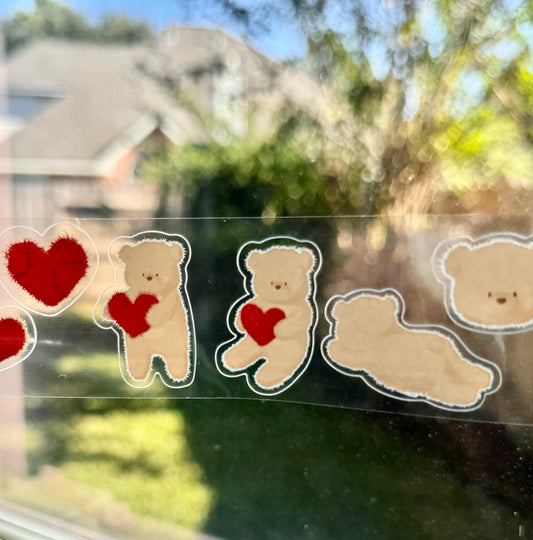 Xiao Xiao Studio - A Fluffy Teddy Bear | Kiss-cut | 4cm PET Tape | Release Paper | 5M