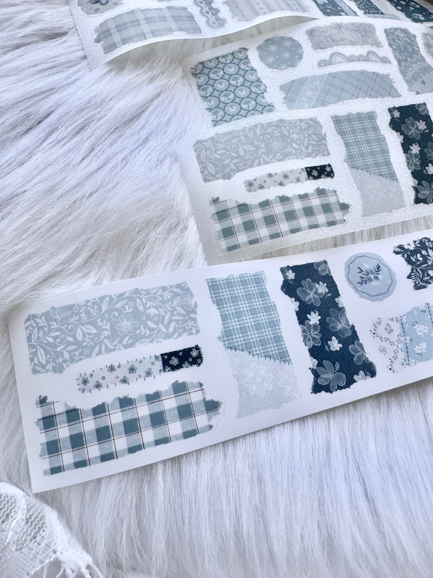 Hoshi Studio - Soft Blue Patchwork | Kiss-cut | 4.5cm Tape | Release Paper | 5M