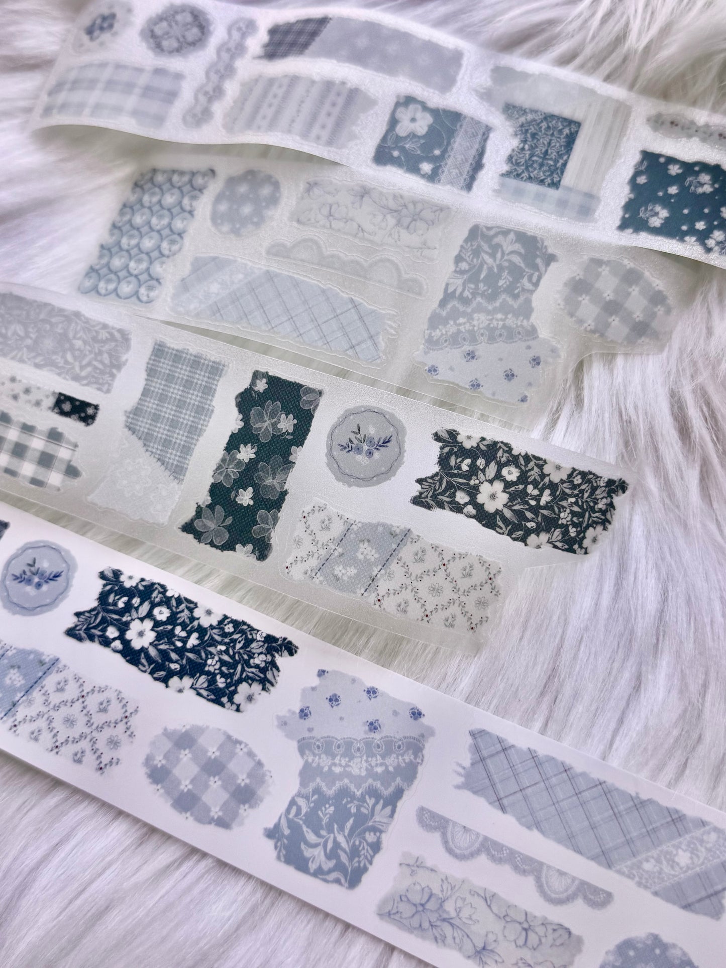 Hoshi Studio - Soft Blue Patchwork | Kiss-cut | 4.5cm Tape | Release Paper | 5M