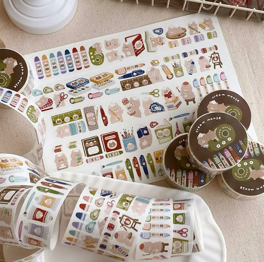 Cream Mouse - Stationery | 3cm Washi Tape |  Release Paper