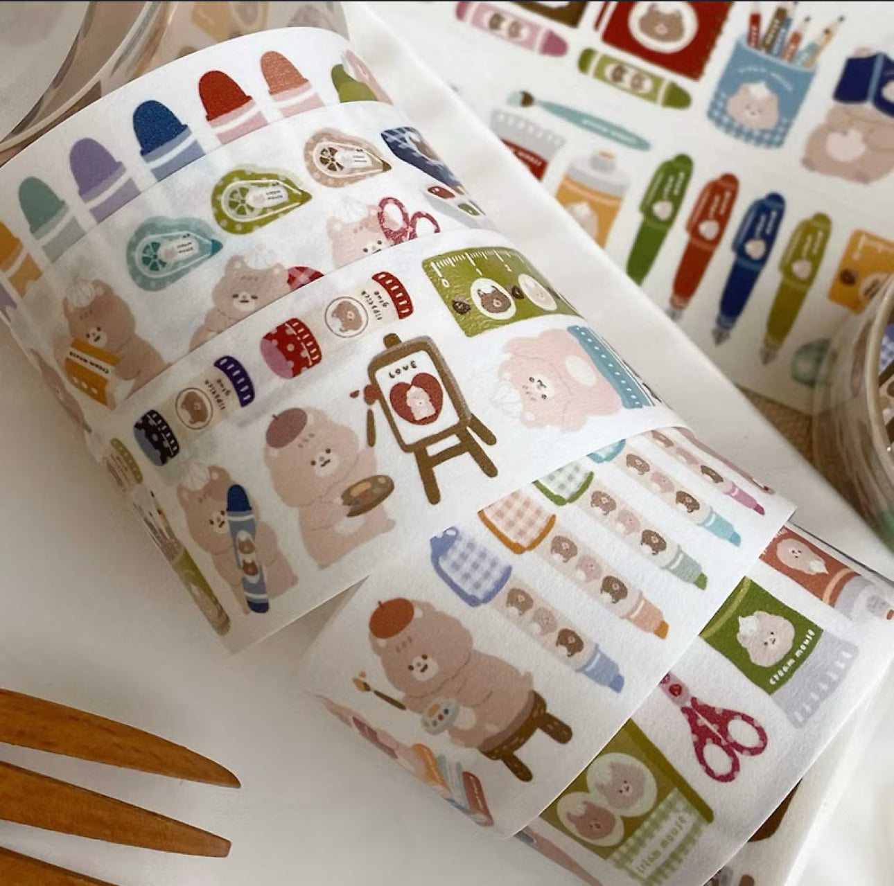 Cream Mouse - Stationery | 3cm Washi Tape |  Release Paper