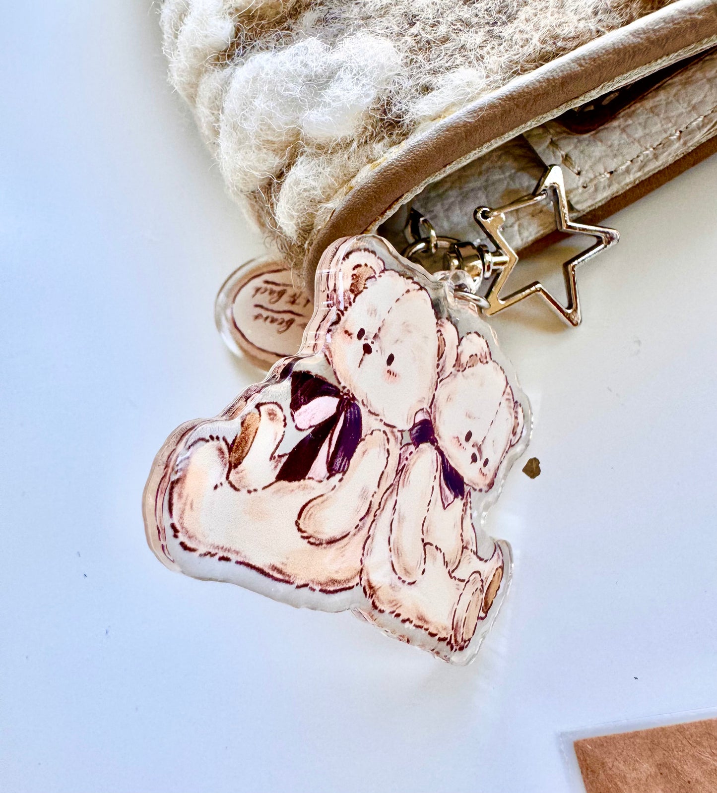 Miao Studio - Retro Little Bear | Double-sided Pattern |  Acrylic Resin | Key Chain | Charms | Journaling Accessories