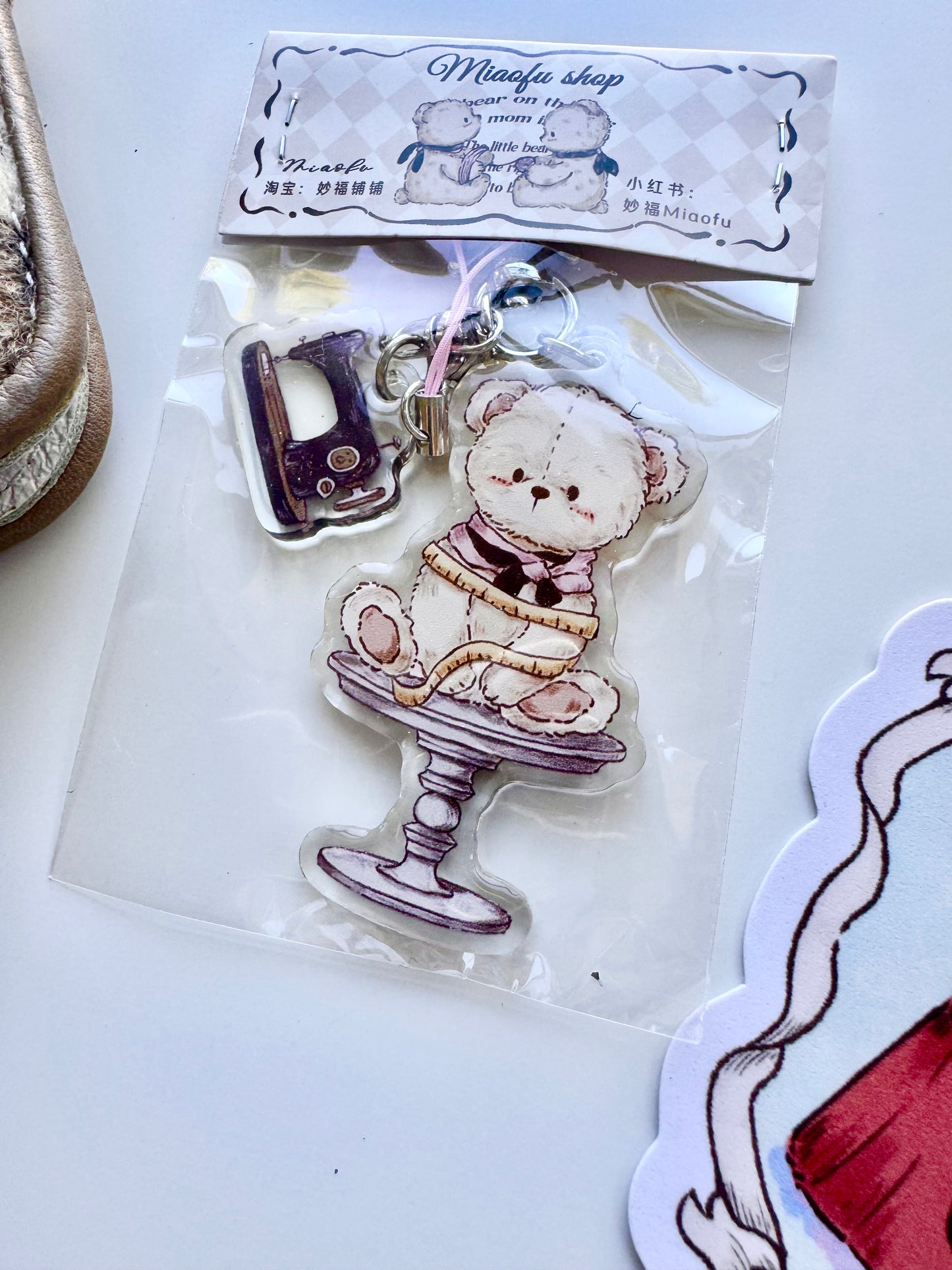 Miao Studio - Retro Little Bear | Double-sided Pattern |  Acrylic Resin | Key Chain | Charms | Journaling Accessories