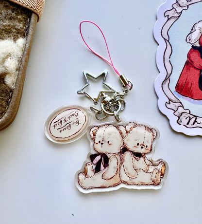 Miao Studio - Retro Little Bear | Double-sided Pattern |  Acrylic Resin | Key Chain | Charms | Journaling Accessories