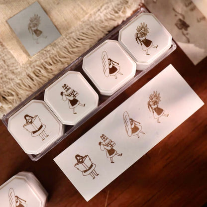 NEW! Yier Studio  - Four-Piece Self-Inking Stamp Set | Photosensitive | Detachable | Rubber Stamps