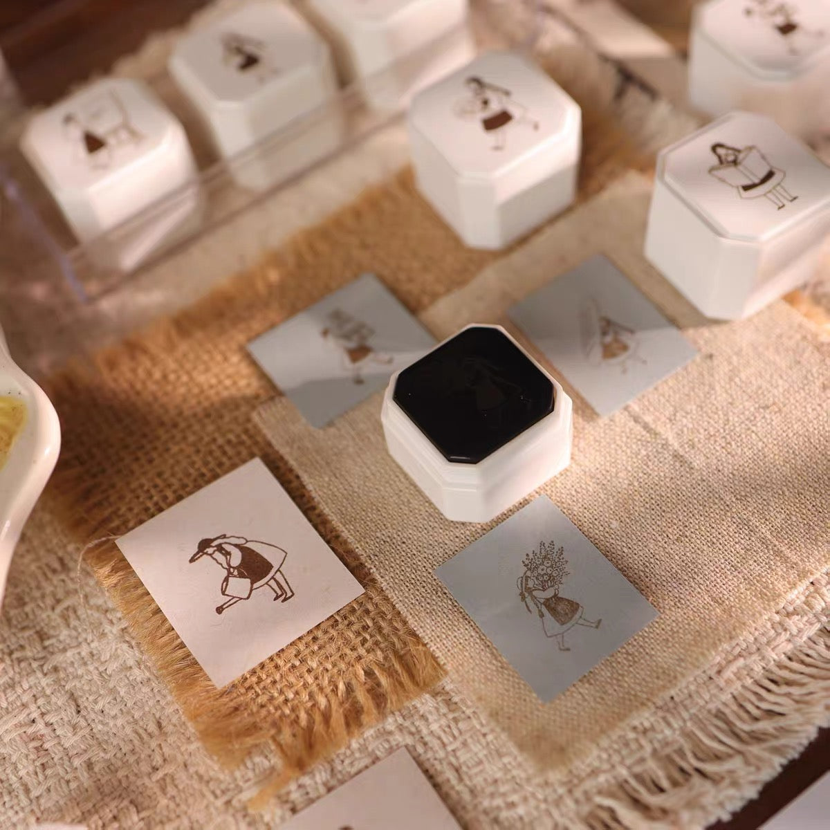 NEW! Yier Studio  - Four-Piece Self-Inking Stamp Set | Photosensitive | Detachable | Rubber Stamps
