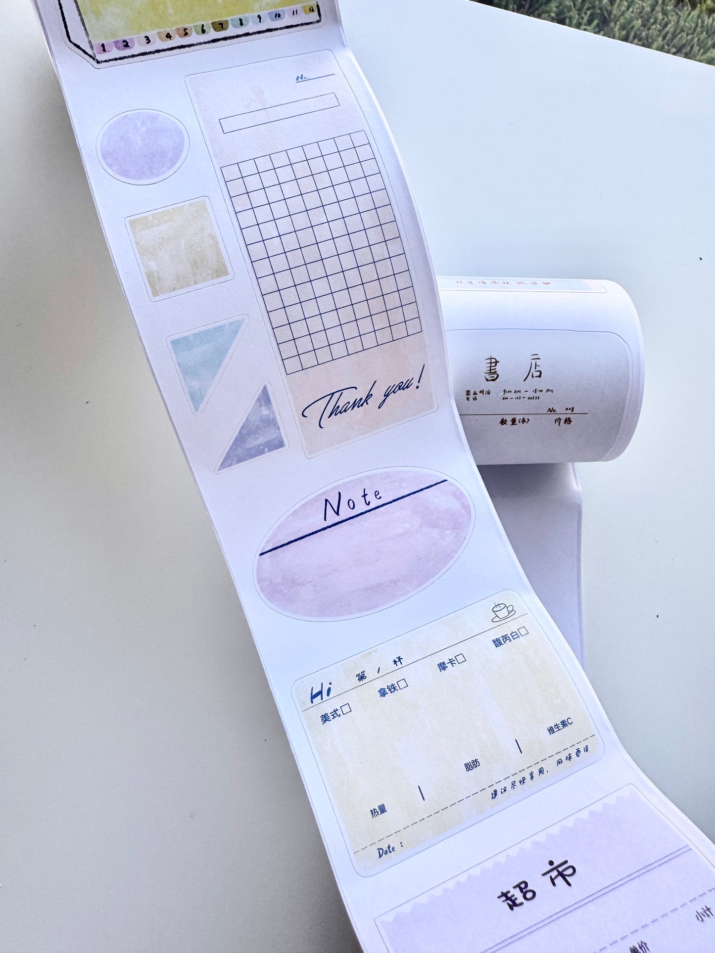 NEW! Lynn Illustration - Receipt Ephemera | Kiss-cut | 7cm Paper Tape |  Release Paper | 5M