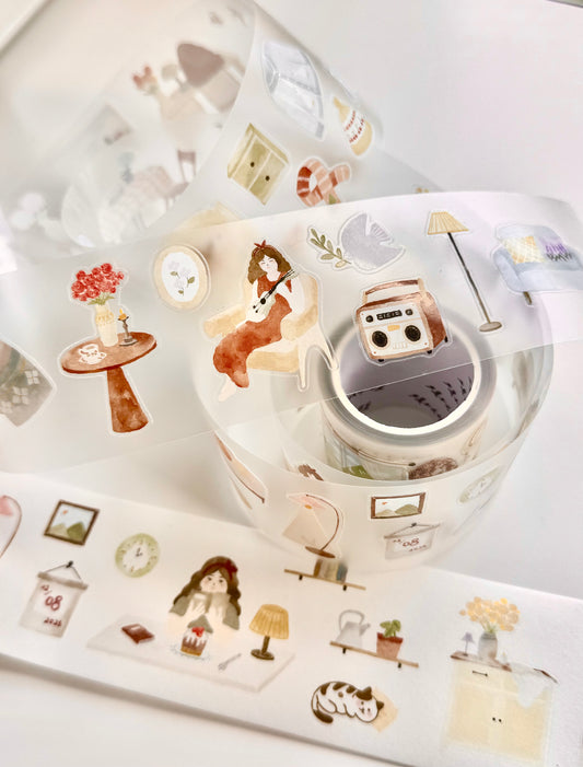 NEW! Jennyuanzi Studio - My Little Cozy World | Kiss-cut | 5cm Tape | Release Paper | 5M