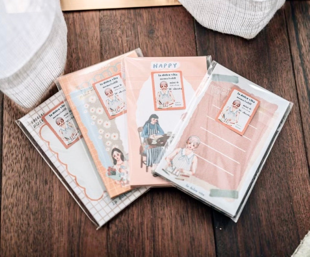 NEW! La Dolce Vita - 30 Sheets Memo Refill | M6 Size | Ephemera Paper