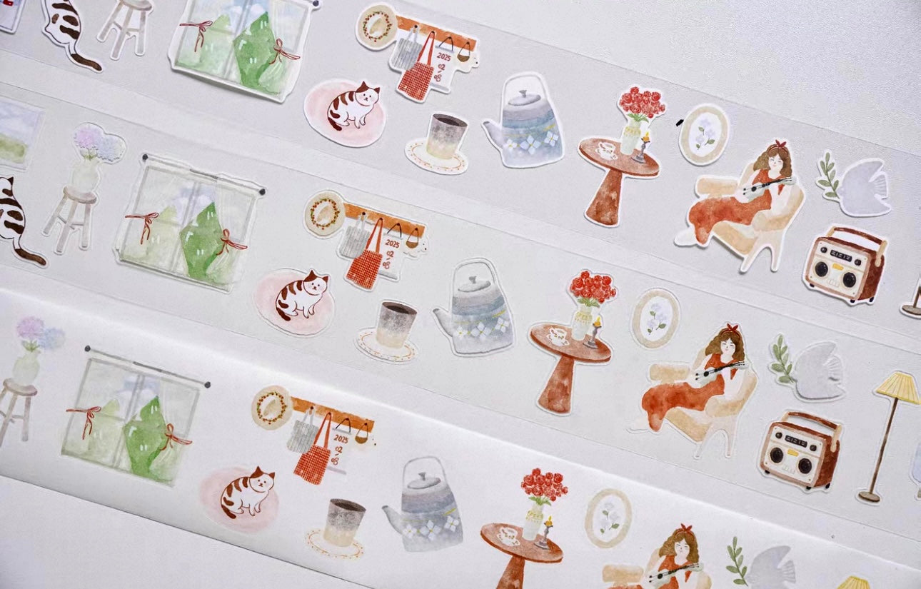 NEW! Jennyuanzi Studio - My Little Cozy World | Kiss-cut | 5cm Tape | Release Paper | 5M
