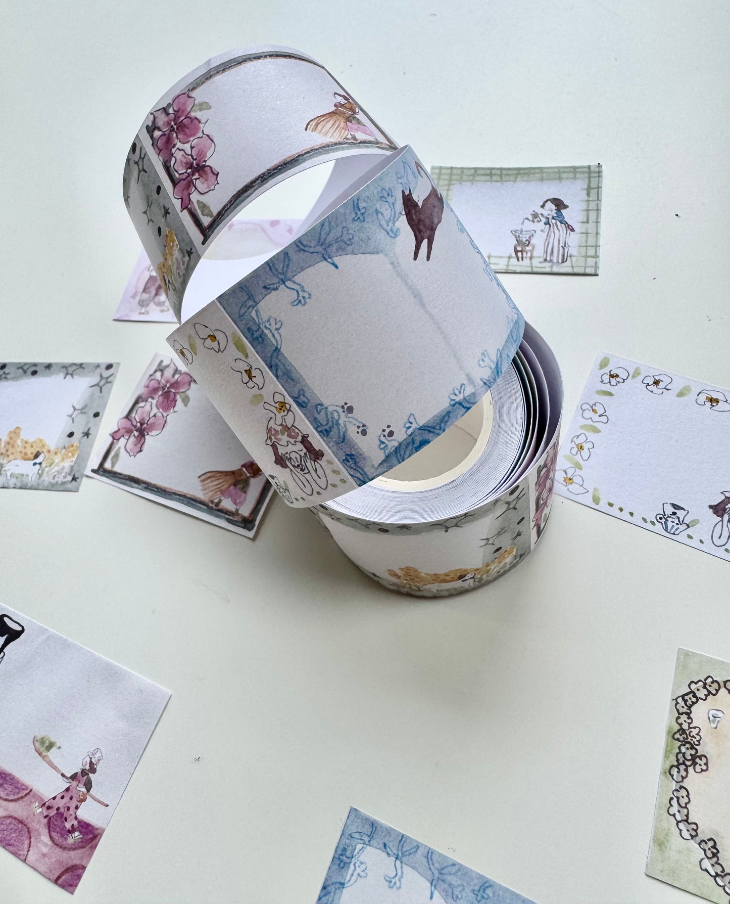 NEW! Teayou - Neko Matcha Sticker Roll ver.B | Kiss-cut | 4cm Paper Tape | Release Paper | 5M