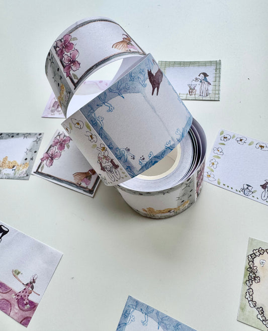 NEW! Teayou - Neko Matcha Sticker Roll ver.B | Kiss-cut | 4cm Paper Tape | Release Paper | 5M