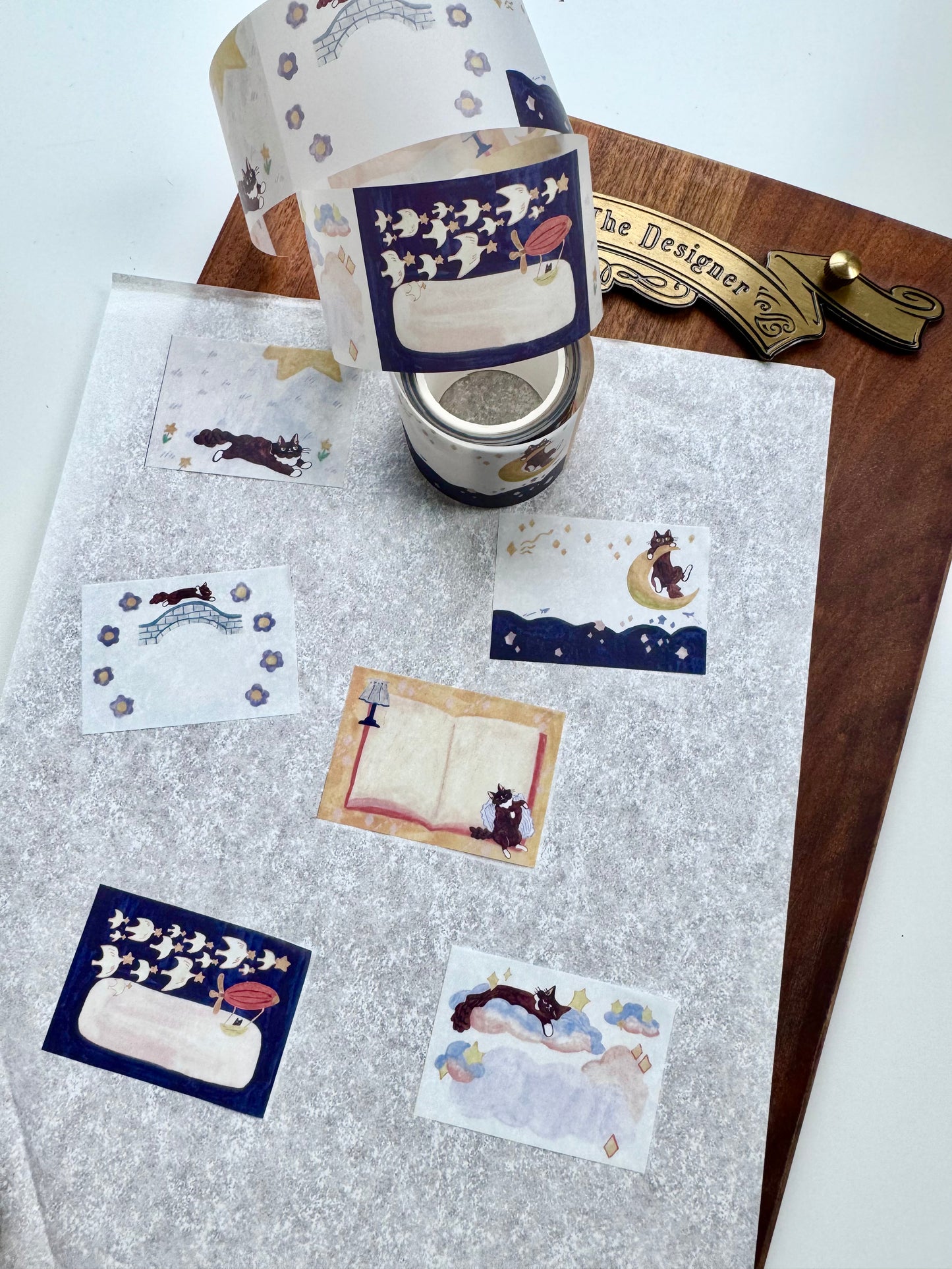 NEW! Teayou - Cat and Star Ver.B | 4cm Tracing Paper Roll | Kiss-cut | Release Paper | 5M