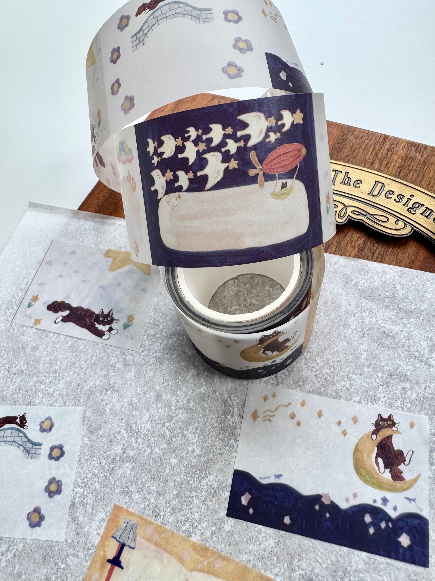 NEW! Teayou - Cat and Star Ver.B | 4cm Tracing Paper Roll | Kiss-cut | Release Paper | 5M