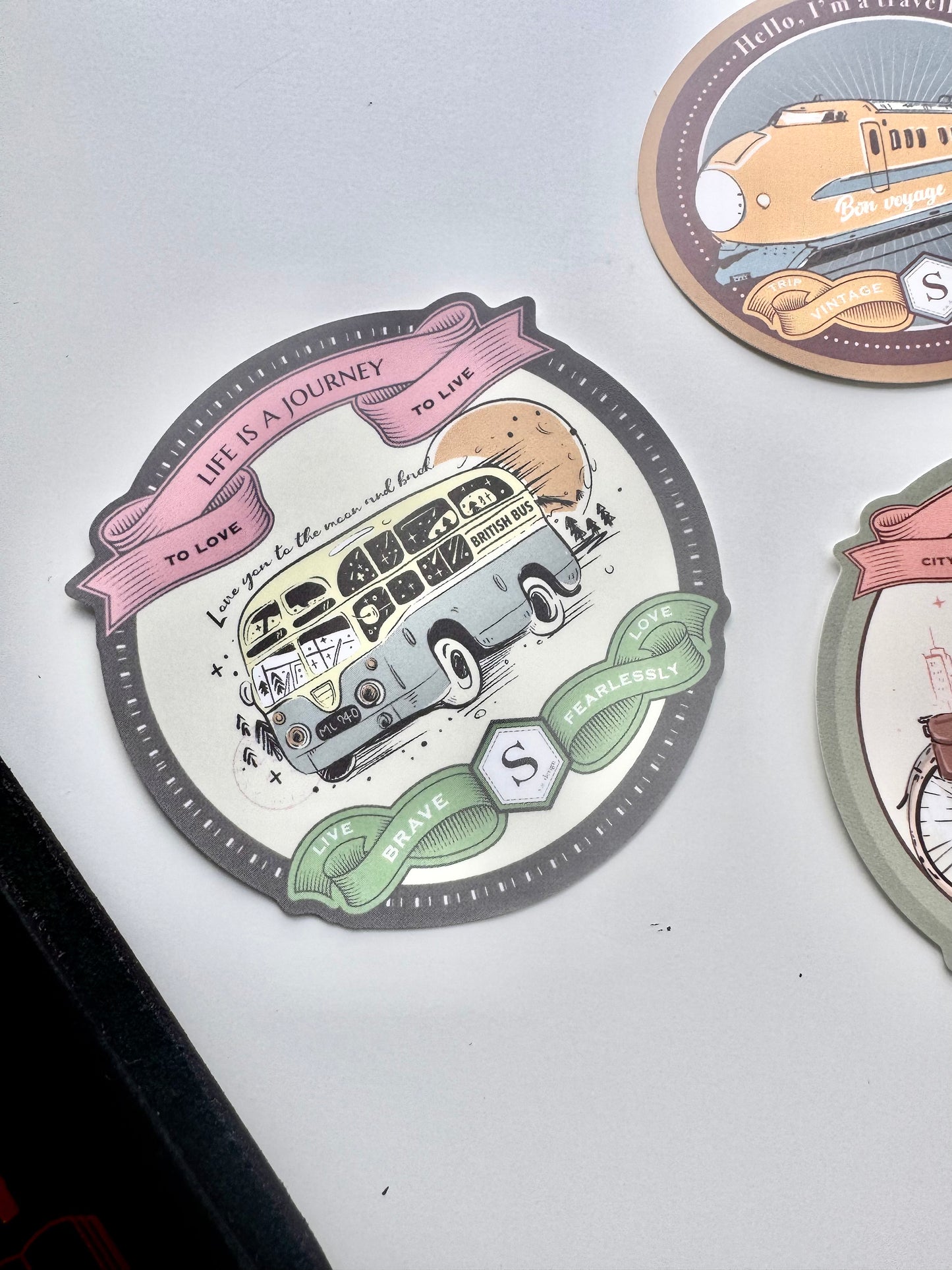 Rare To Find! Small Star - Vintage Transportation | 6pcs Large Stickers| Sticker