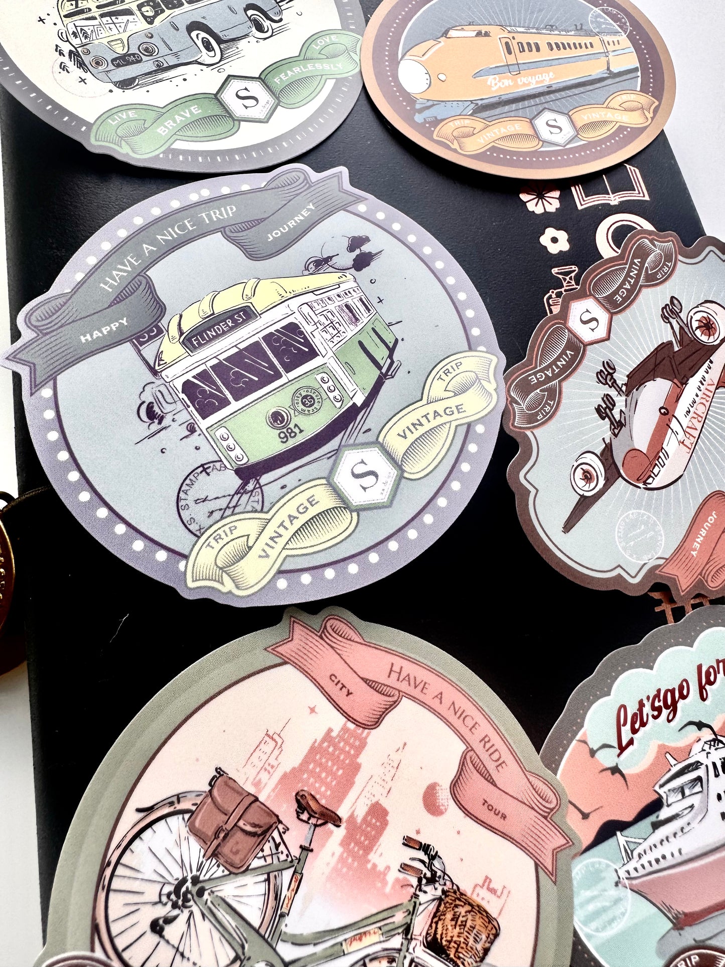 Rare To Find! Small Star - Vintage Transportation | 6pcs Large Stickers| Sticker