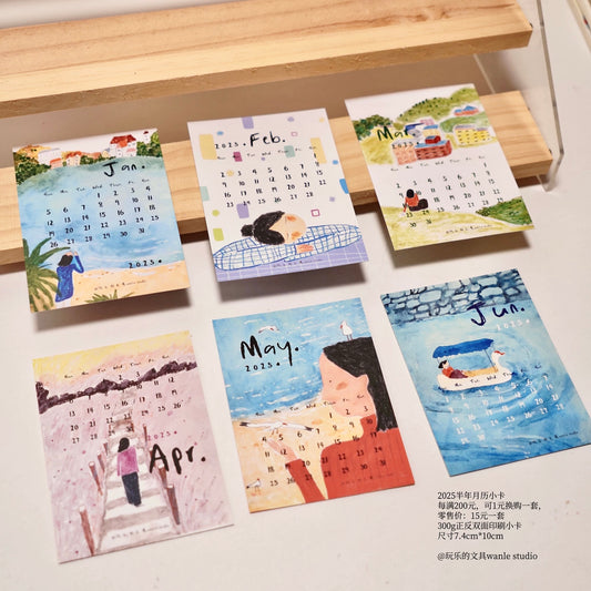 NEW! Wanle Studio - Vol.10 First Half-year Calendar |  6 sheets Cards | Ephemera Paper