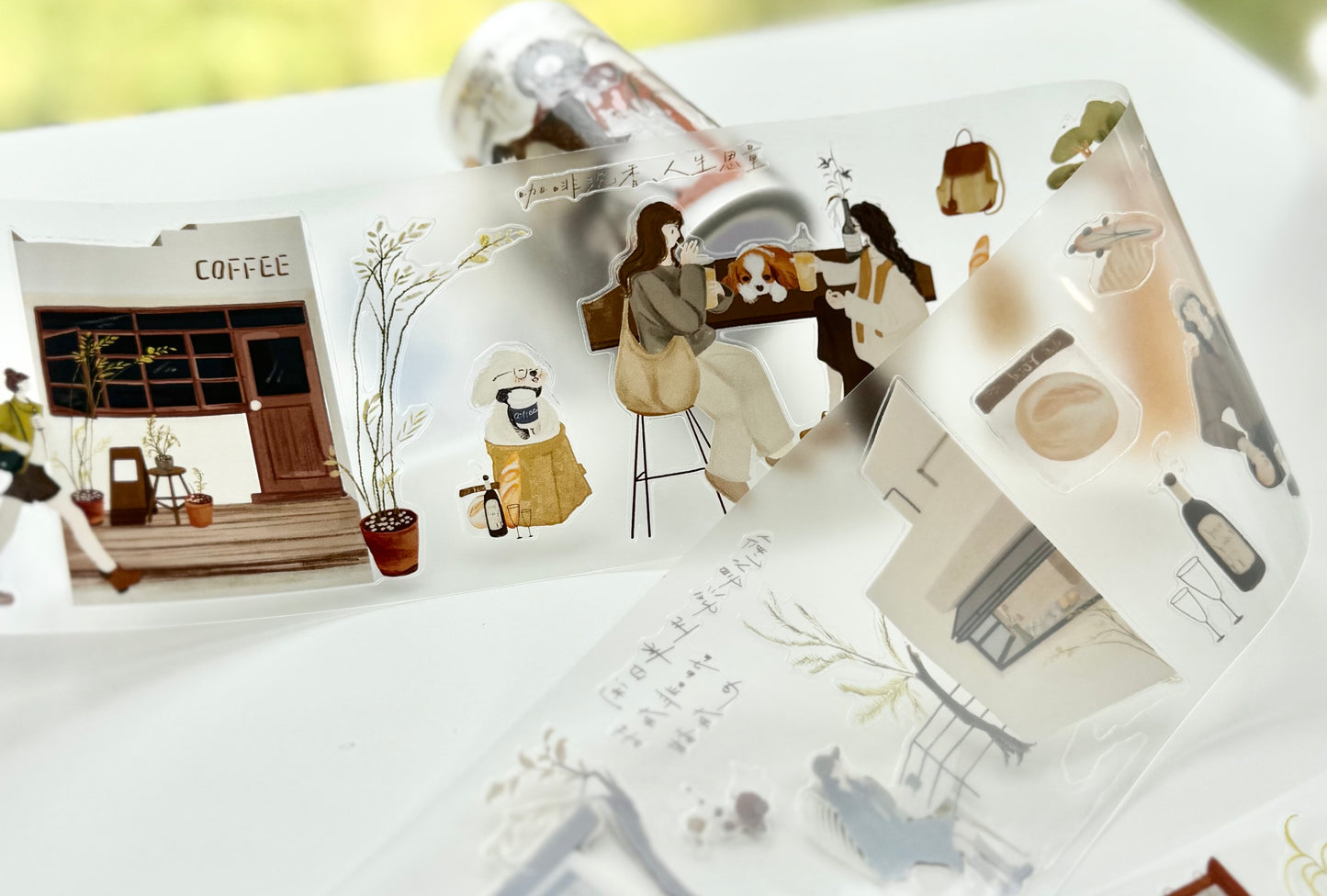 NEW! YQYH Studio - Warm Café Days | Kiss-cut | 7cm Tape |  Release Paper | 5M