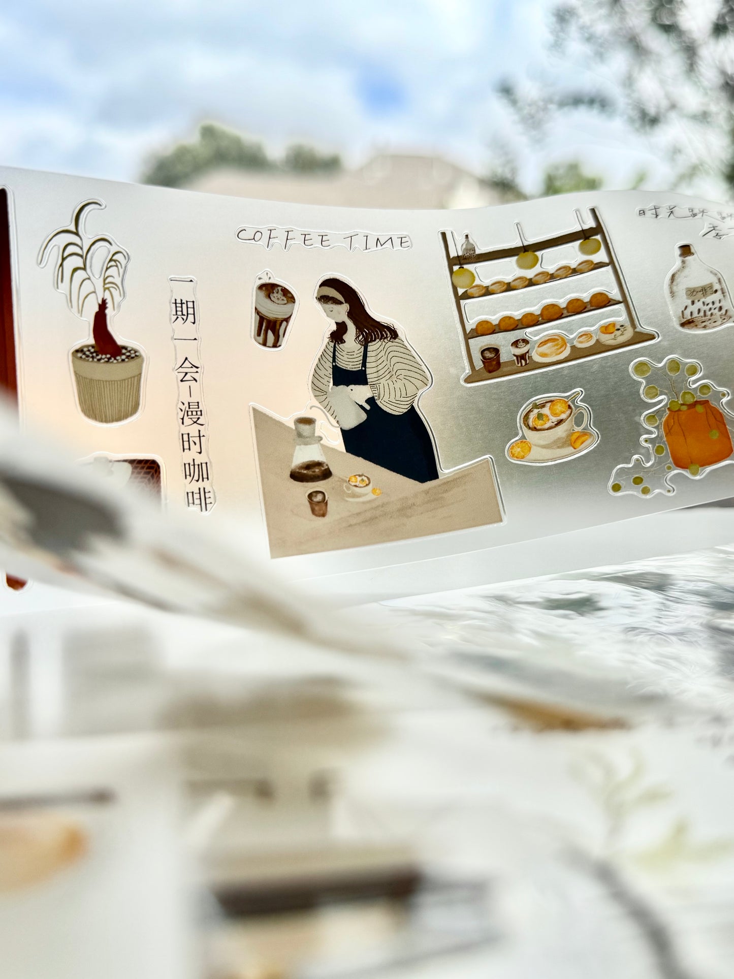 NEW! YQYH Studio - Warm Café Days | Kiss-cut | 7cm Tape |  Release Paper | 5M