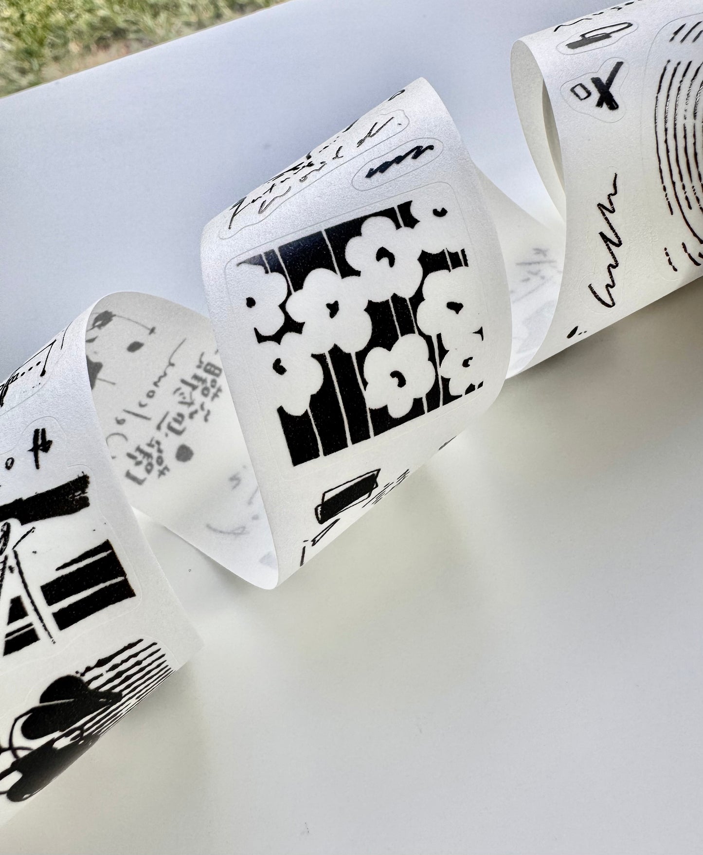 NEW! Two Raccoons - Flower Shadows | Kiss-cut | 3.5cm Washi Tape | Release Paper | 5M