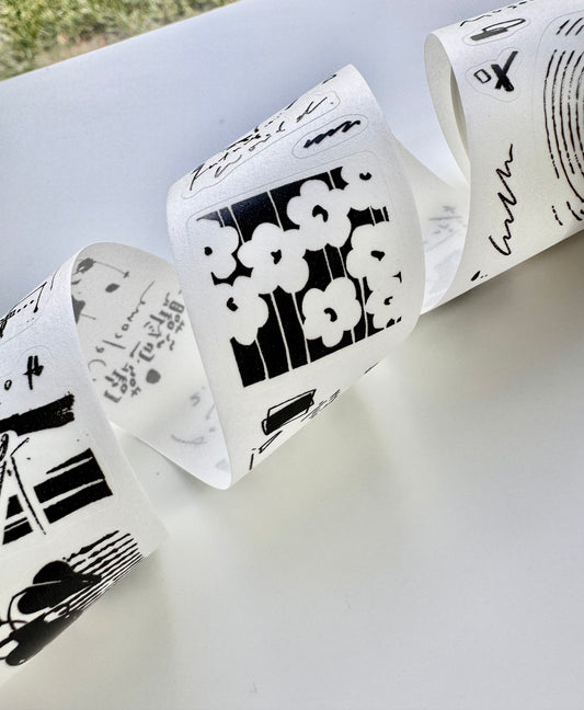 NEW! Two Raccoons - Flower Shadows | Kiss-cut | 3.5cm Washi Tape | Release Paper | 5M