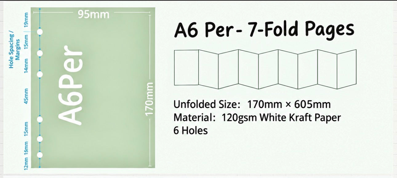 Molinta - 2027 Fold-Out Calendar Insert | Pre-punched Holes | M5/ A7 / A6 Personal  | Journaling Accessories