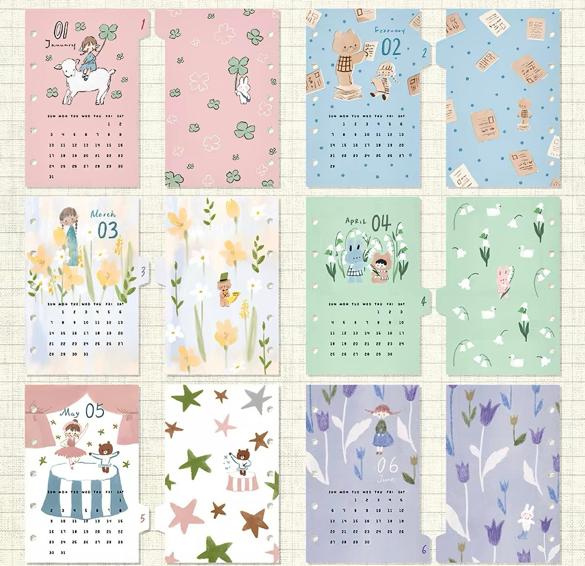NEW! Molinta - 2027 Divider | Double-sided Design | Pre-punched Holes | 12 Sheet | M5/ A7 / A6 Personal | Journaling Accessories
