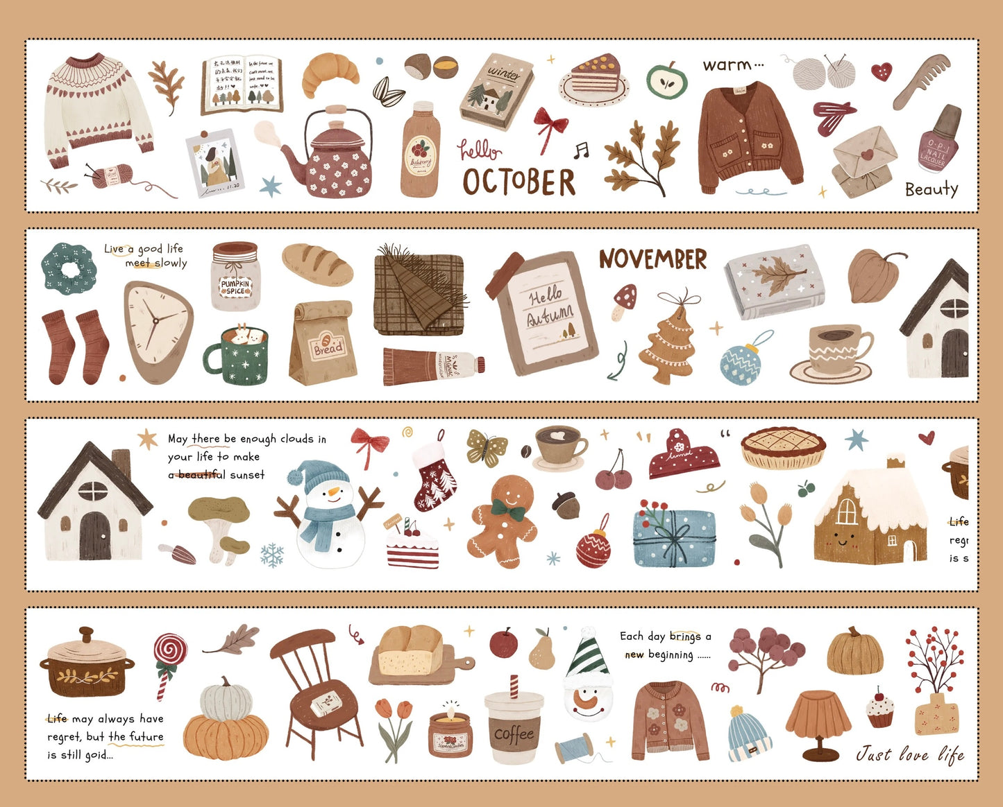 NEW! Yier Studio - Warm Time | Kiss-cut | 4.5cm Tape | Release Paper | 5M