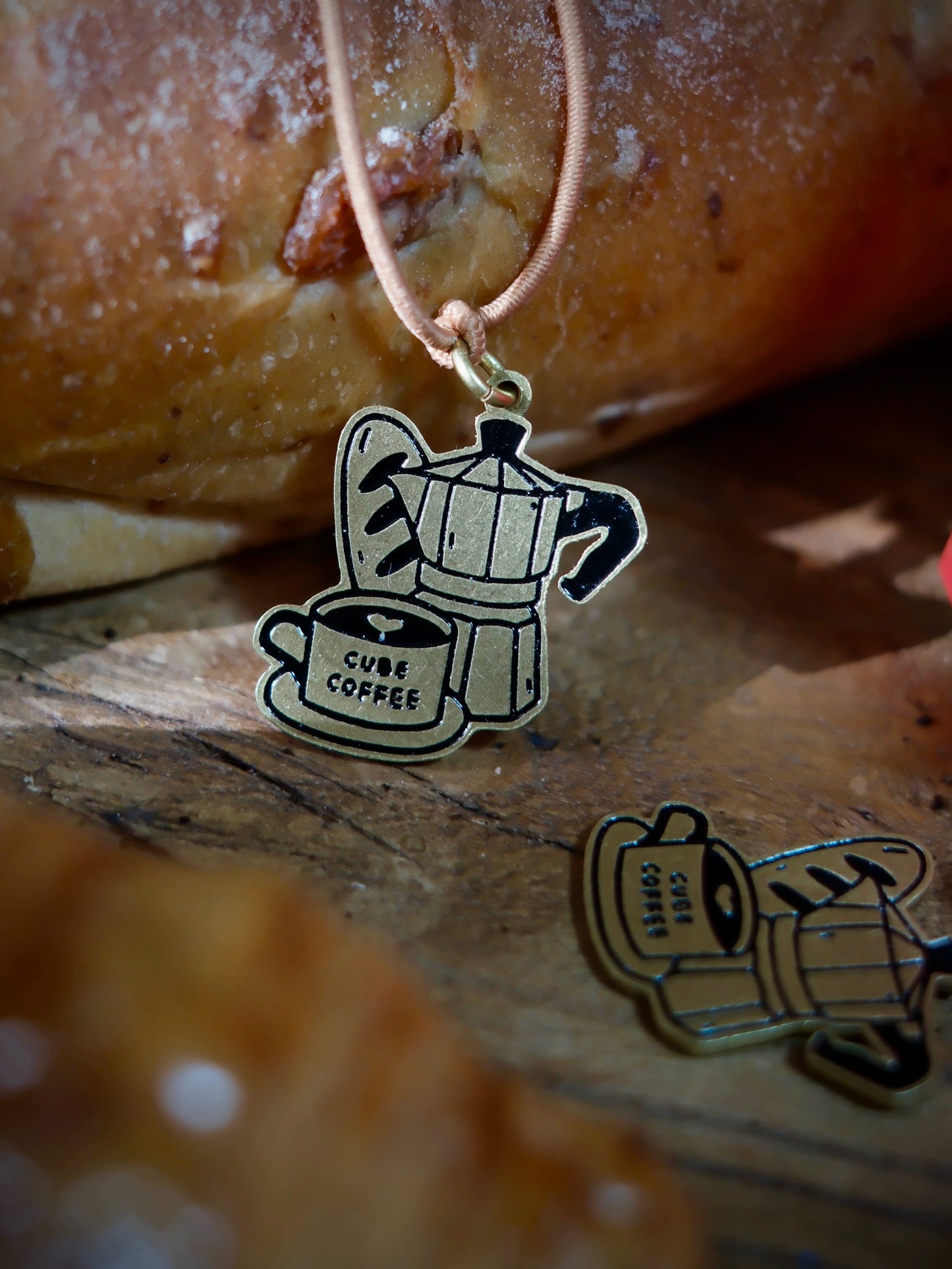 Cube Fish Brass Charm - Coffee | Notebook Decorations | TN Charm | Accessories
