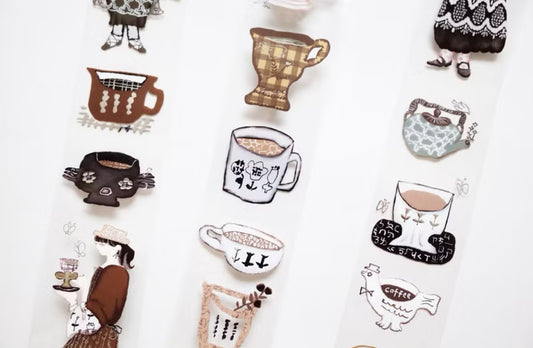 NEW! misshoegg - Drink a lot of cups of coffee | 4.5cm PET Tape | Silver Foil | Release Paper