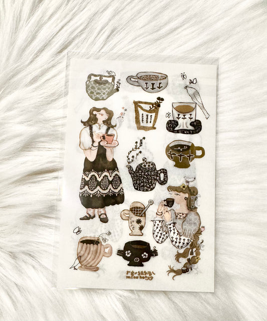 NEW! Misshoegg -  So Much Coffee | 2 Sheets | Rub on Sticker