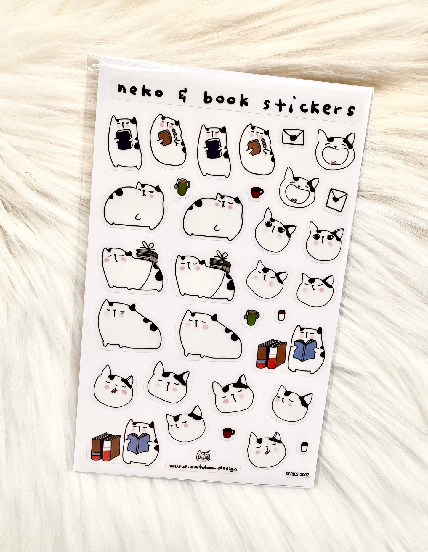 NEW! Catdoo - Neko & Book | 1 Sheet Die Cut PET Sticker