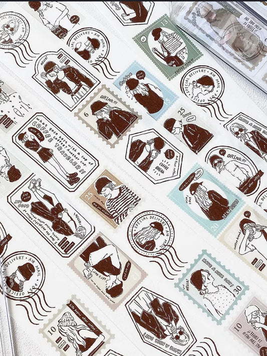Cozyroom - Coffee Girl Stamp | 3cm Washi Tape |  Release Paper