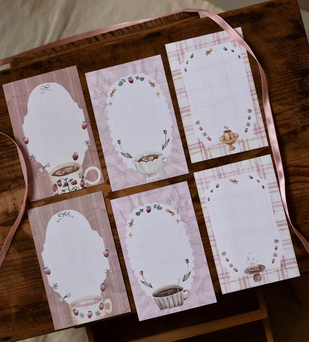 NEW! Loidesign - Strawberry Afternoon | Double-sided | M5/ M6 | 30 Sheets | Notepad | Ephemera Paper