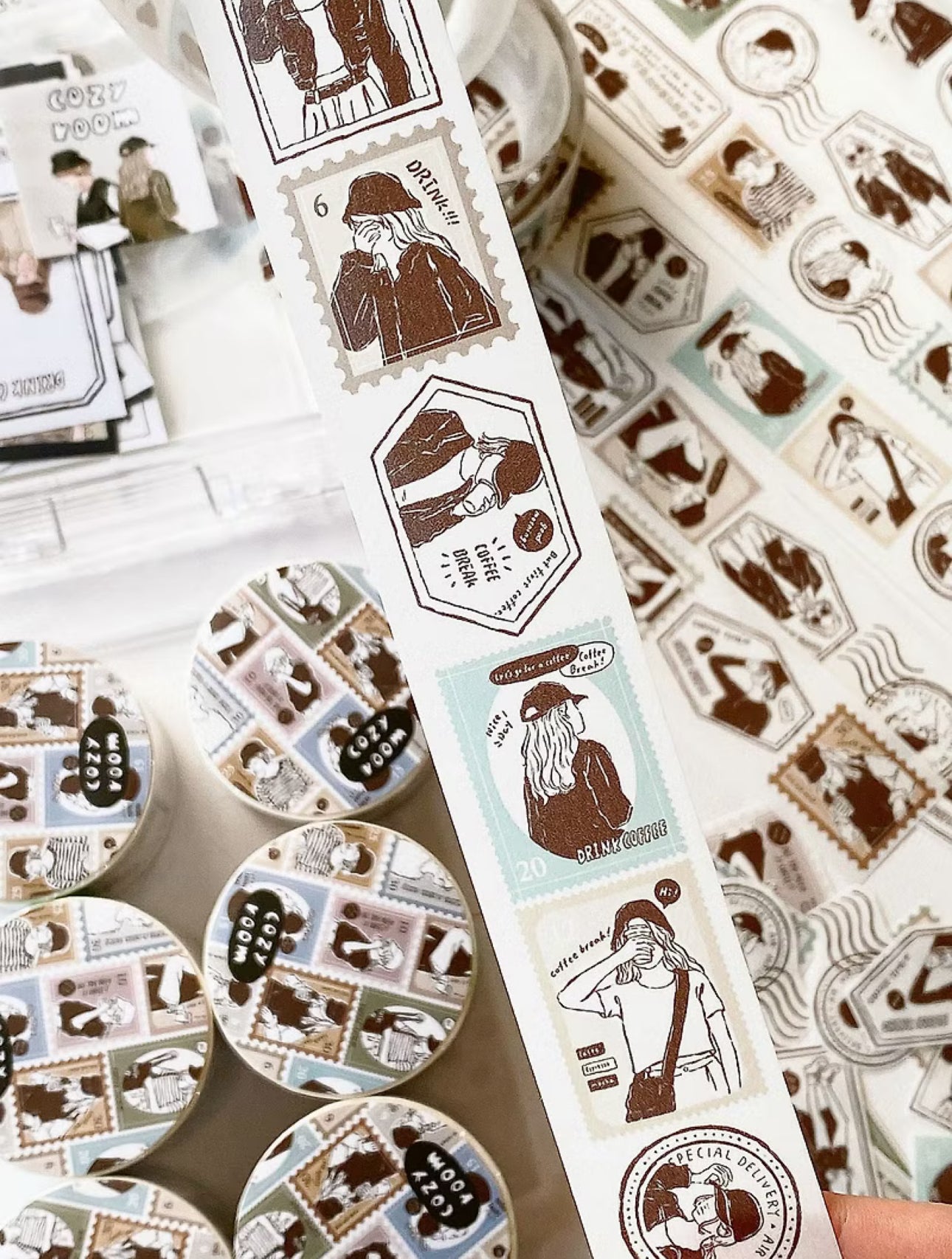 Cozyroom - Coffee Girl Stamp | 3cm Washi Tape |  Release Paper