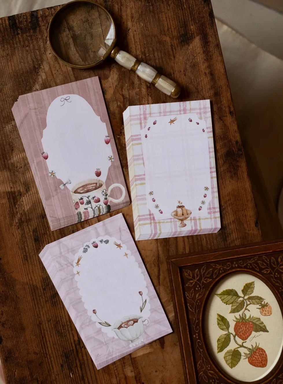 NEW! Loidesign - Strawberry Afternoon | Double-sided | M5/ M6 | 30 Sheets | Notepad | Ephemera Paper