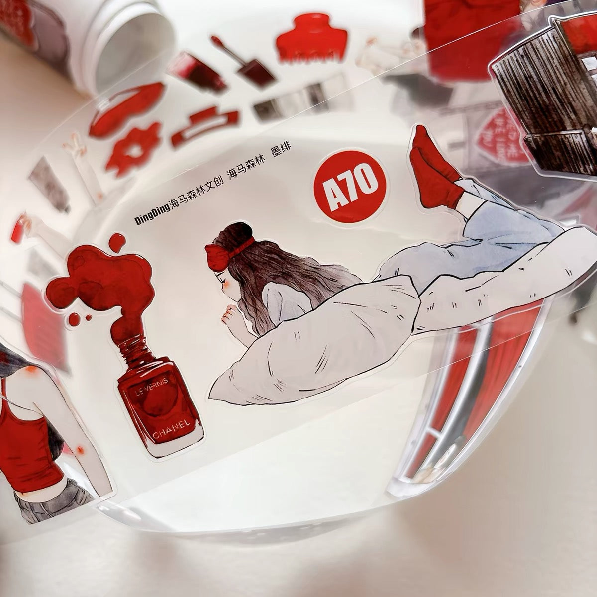 NEW! DingDing - A70 Crimson | Kiss-cut | 6cm PET Tape | Release Paper | 5M
