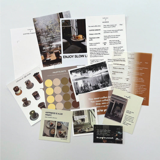 NEW! Archive Studio -  Coffee Fanatic | 12pcs Deco Pack | Ephemera Paper | Sticker