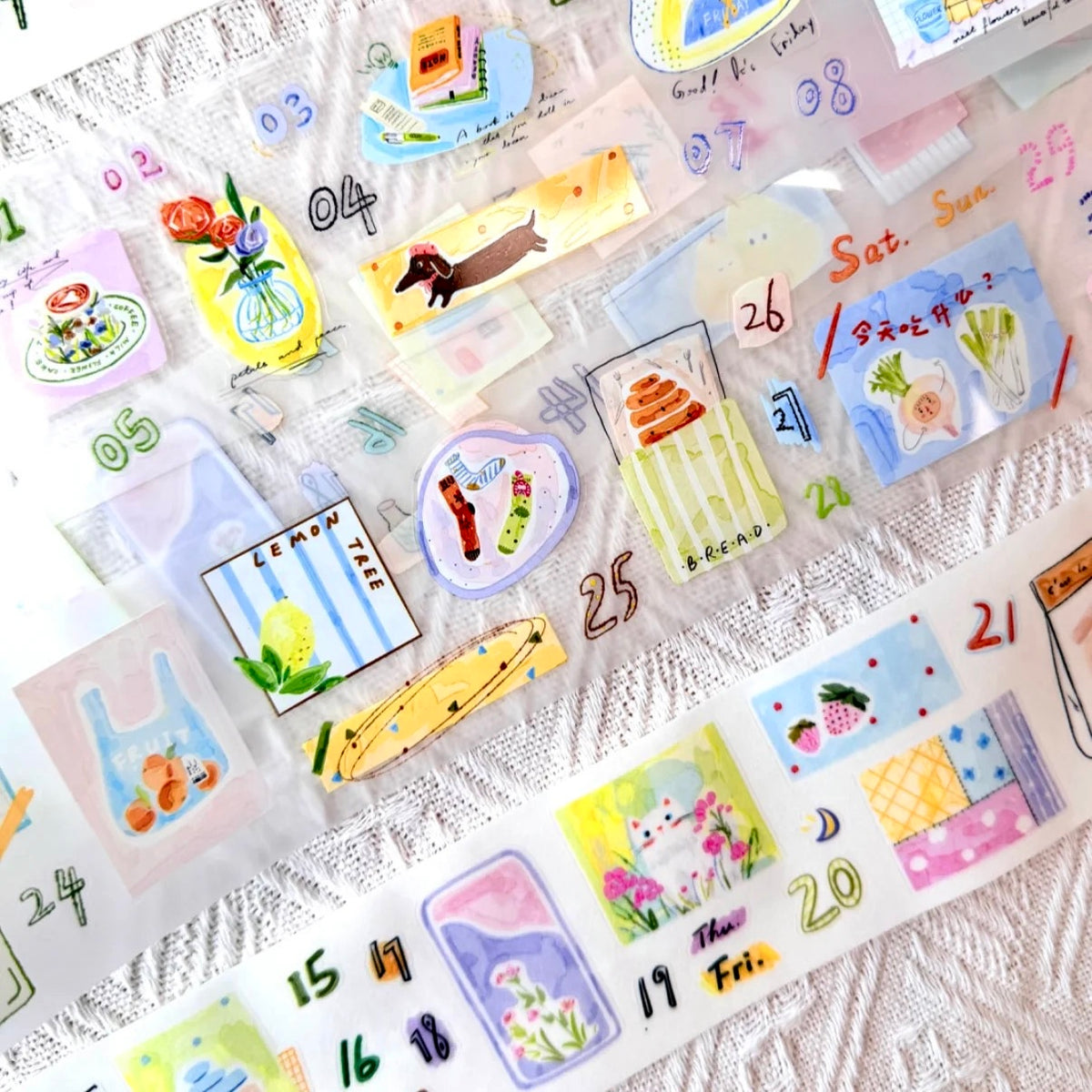 NEW! Lynn Illustration - Date | Kiss-cut | 6cm Tape | Release Paper | 5M