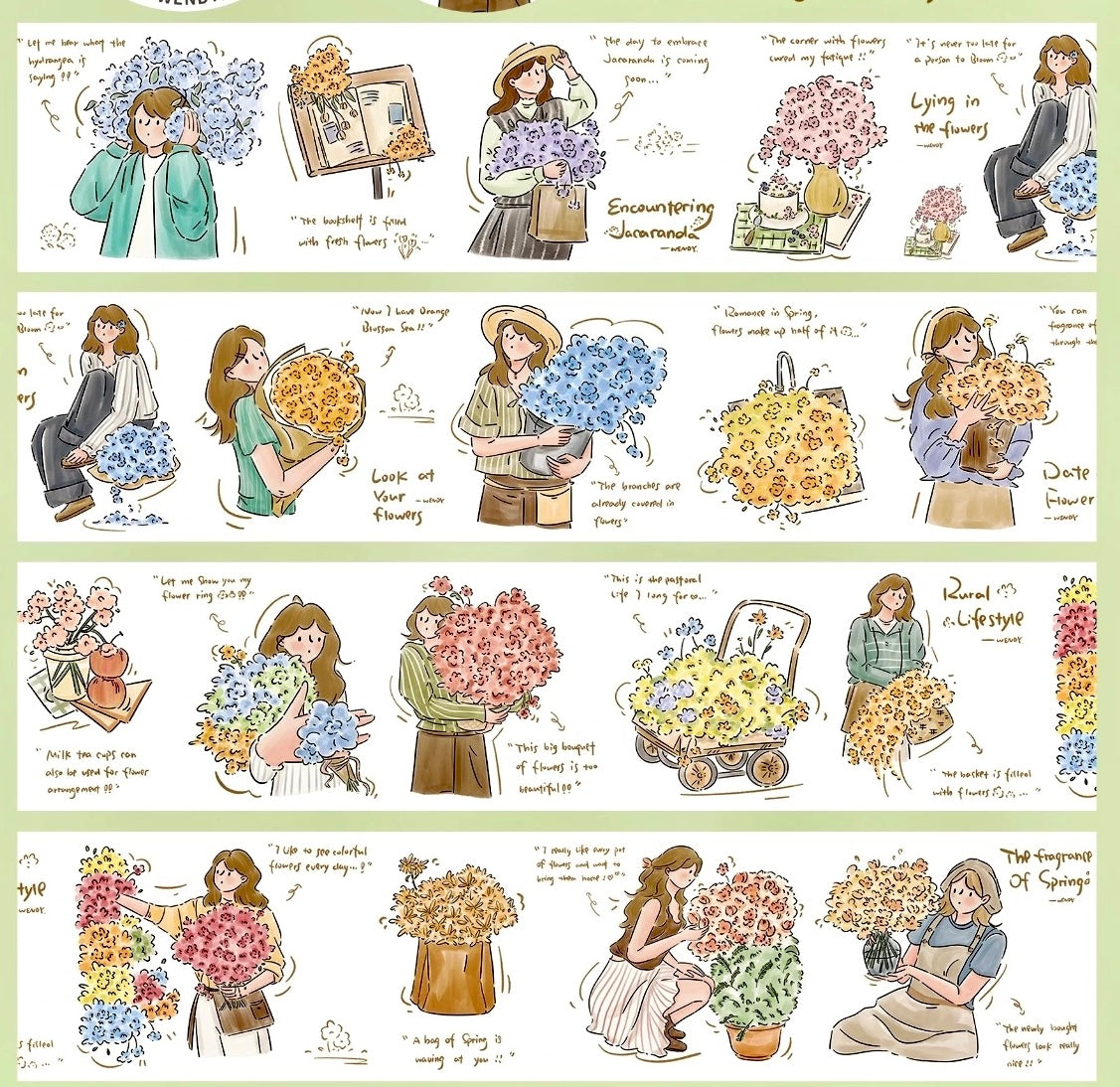 NEW! Wendy - World of Flowers | Kiss-cut | 6cm Tape |  Release Paper | 5M