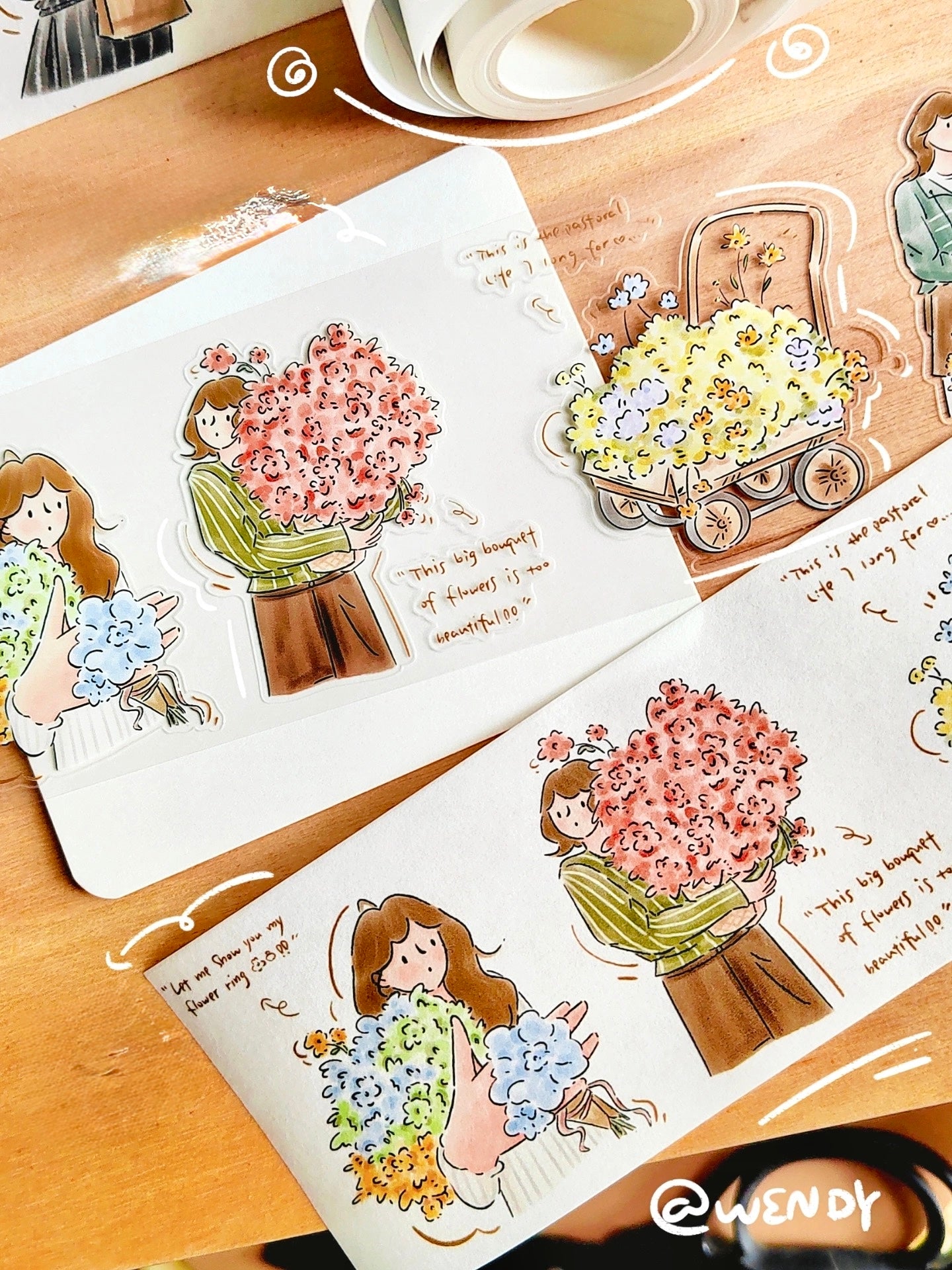 NEW! Wendy - World of Flowers | Kiss-cut | 6cm Tape |  Release Paper | 5M