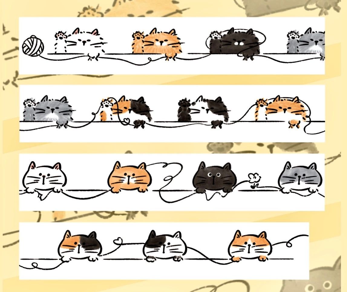 NEW! Wendy - Yarn & Cat | 1.5cm Washi Tape |  Release Paper | 5M