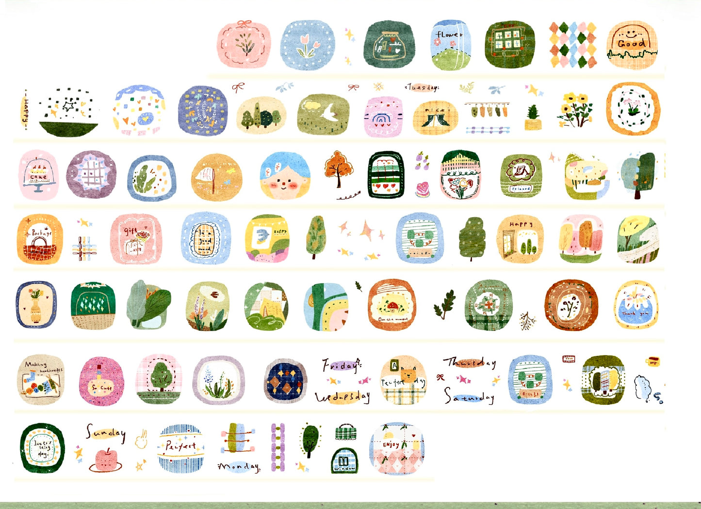 NEW! Zhiling Studio - Lots of Elements | Kiss-cut | 2.5cm Washi Tape | Release Paper | 6M