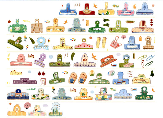 NEW! Zhiling Studio - Lots of Clips | Kiss-cut | 3.5cm Washi Tape | Release Paper | 6M