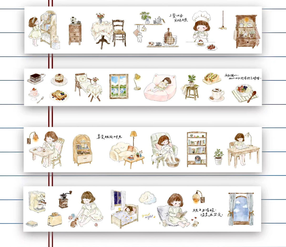 NEW! Jennyuanzi Studio - Girl Living Alone | Kiss-cut | 4.5cm Tape | Release Paper | 5M