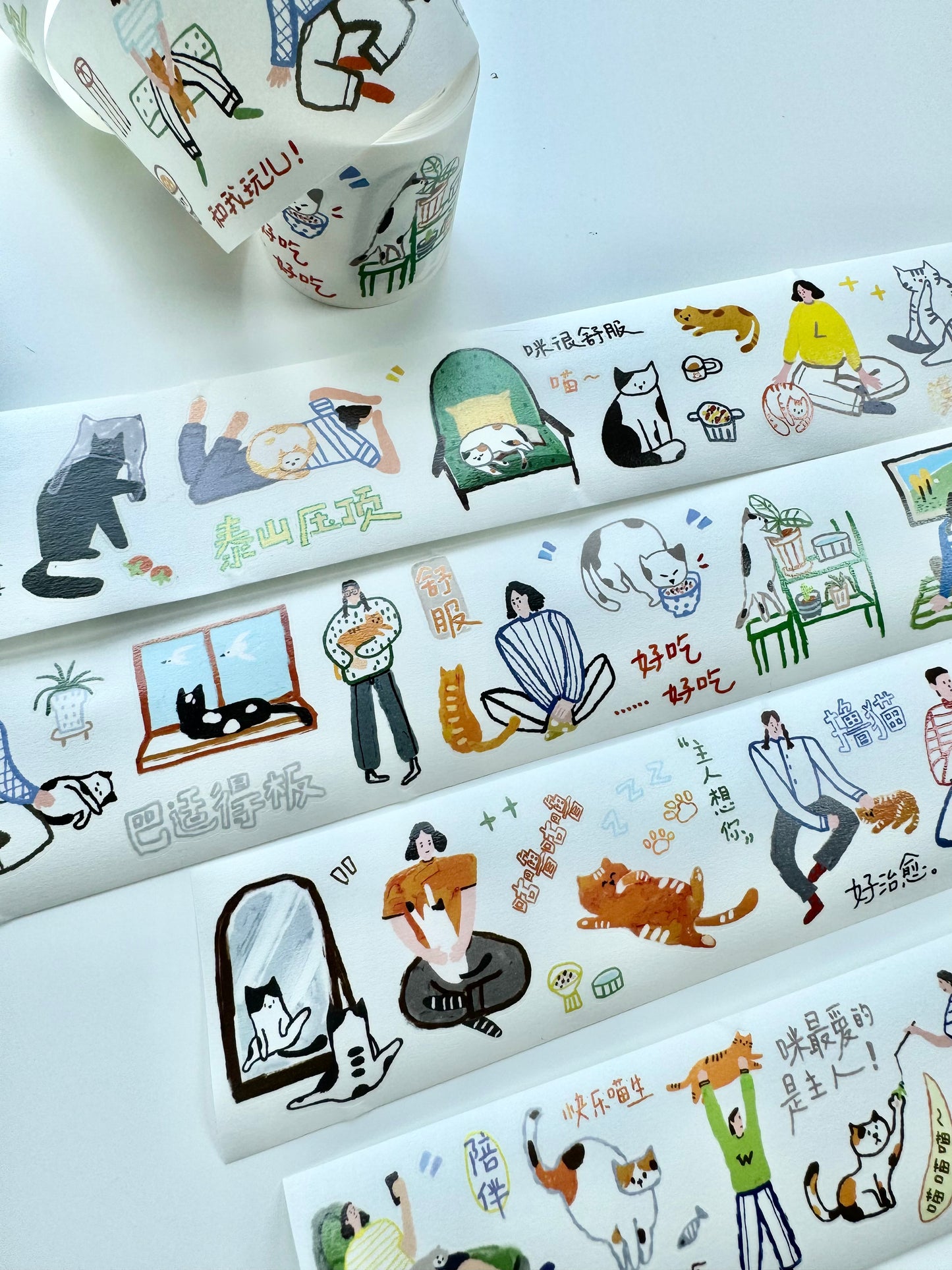 NEW! Wanle Studio - My everyday life with cat | Kiss-cut | 5cm Tape | Release Paper | 6M