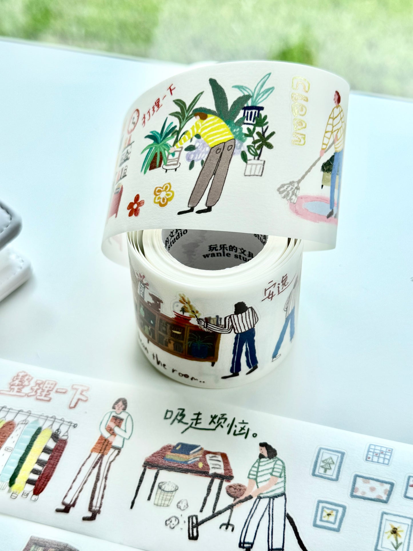 NEW! Wanle Studio - Doing the Chores | Kiss-cut | 5cm Tape | Release Paper | 6M